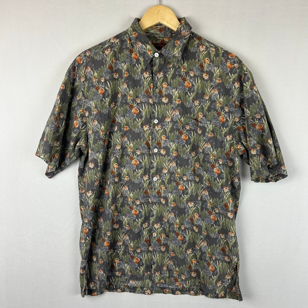 Tori Richard Honolulu Hawaiian Shirt Tropical Fish Made in USA Men's Size M